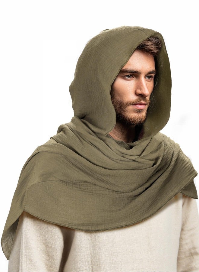 Ultrafun Medieval Renaissance Shawl Scarf Cape Men Women Multifunctional Hooded Cowl Halloween Cosplay Costume Accessories (Green) - Image 1